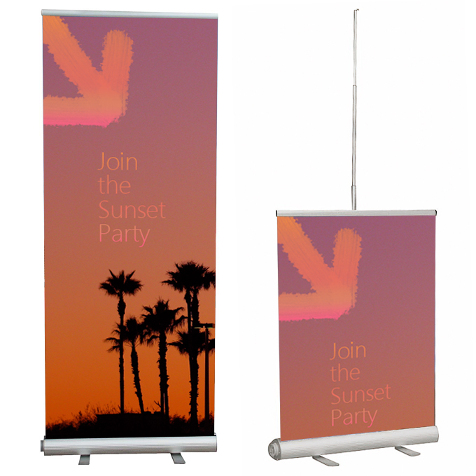 Aufgestellte Roll-up-Banner
